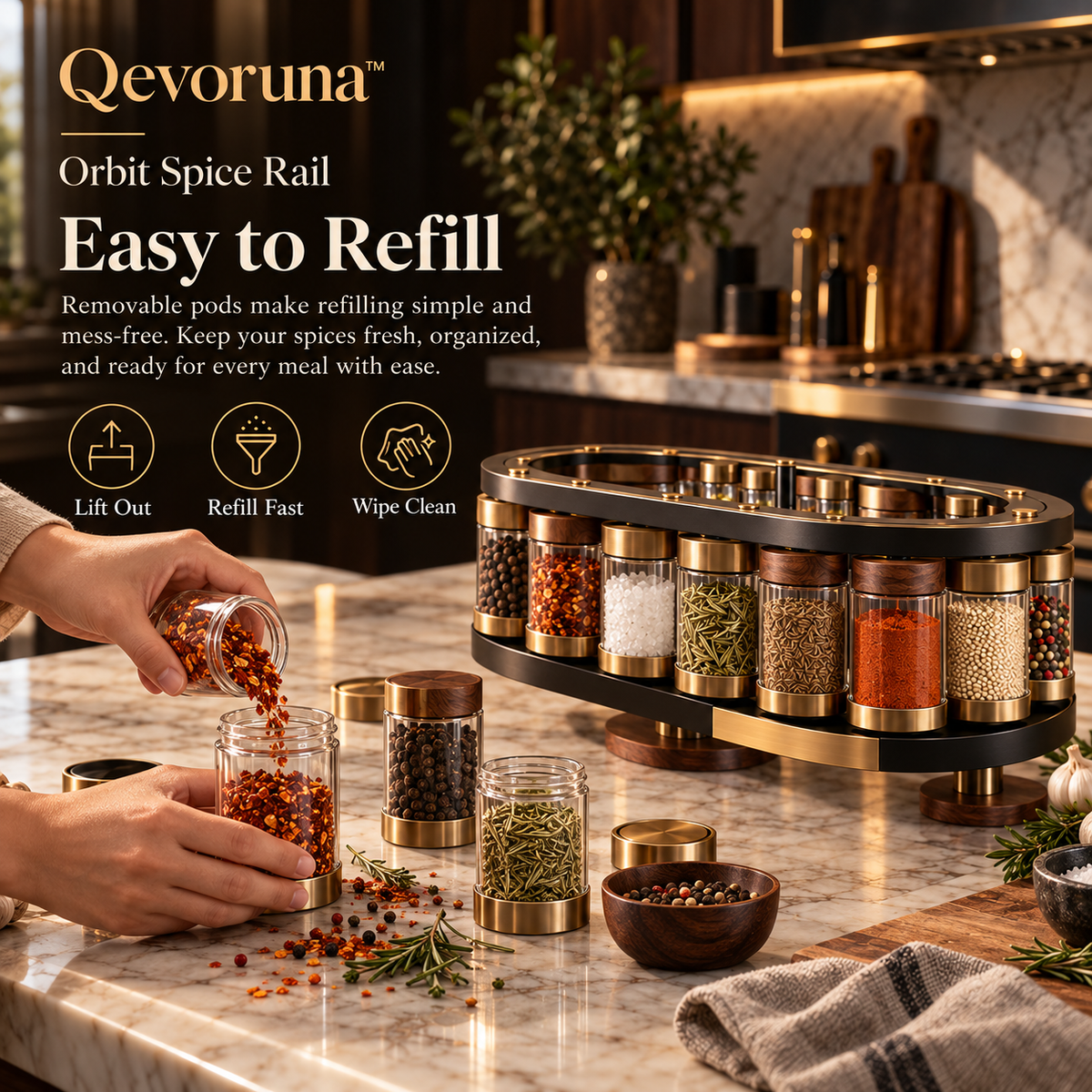Qevoruna™ Orbit Spice Rail